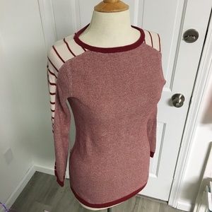 Urban Outfitters Burgundy Striped Sleeve Sweater